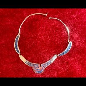 Silver and turquoise necklace handmade in Mexico